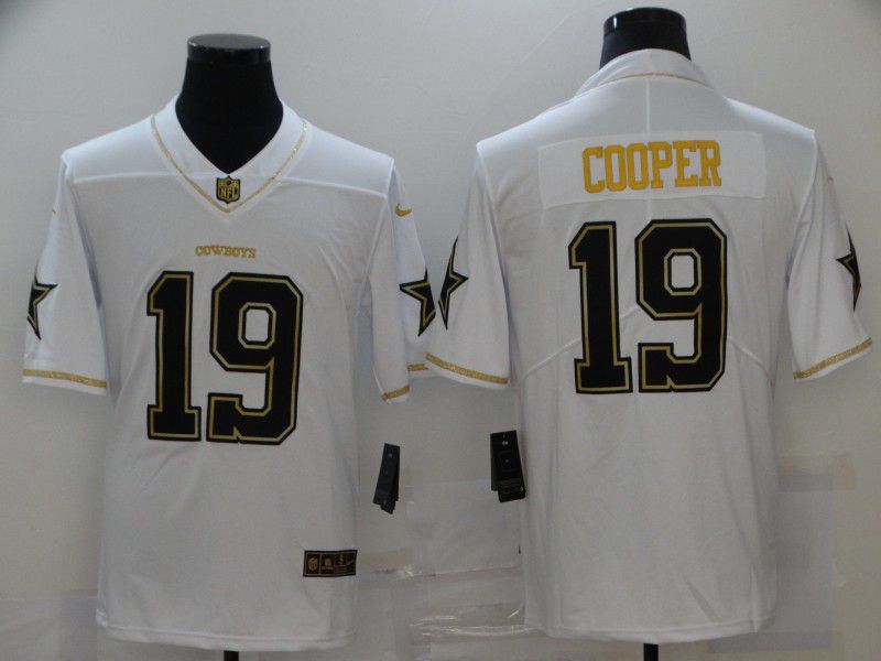 Men Dallas cowboys #19 Cooper White Retro gold lettering 2020 Nike NFL Jersey->baltimore ravens->NFL Jersey